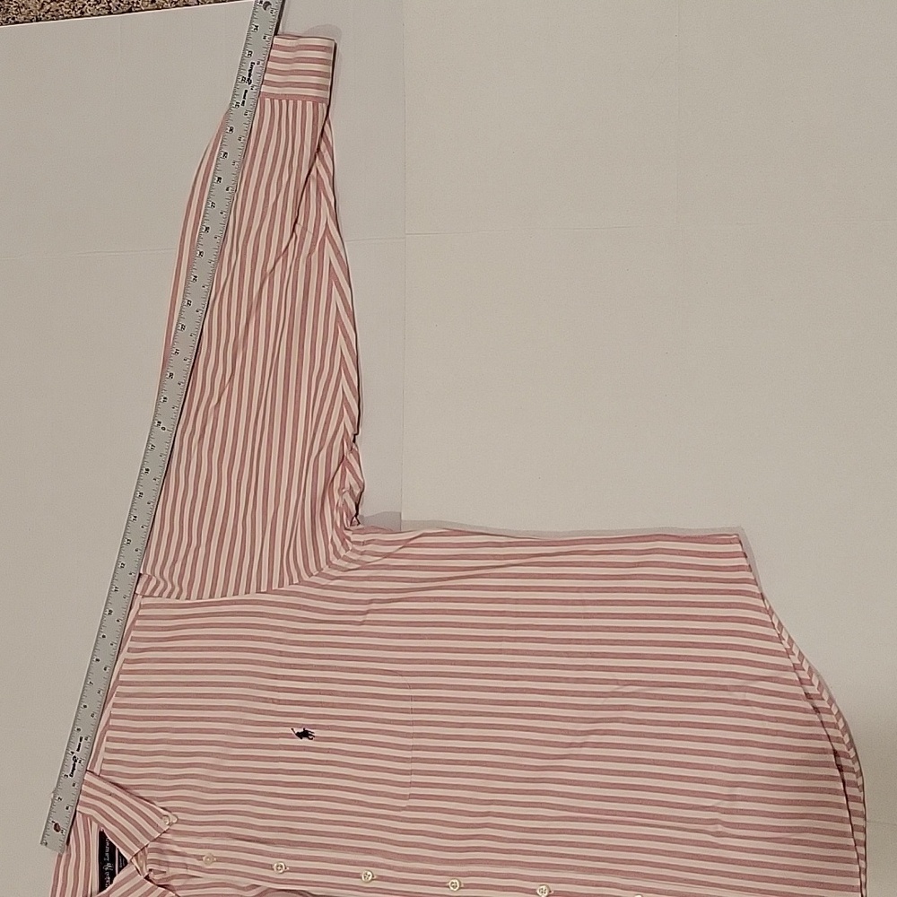 Polo Ralph Lauren Big Shirt 100% Cotton, Cream with Mdm Pink Stripes, Size L - Picture 8 of 9